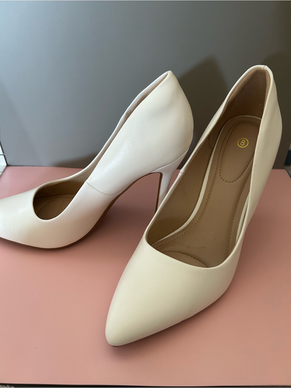 Classic Pointed Toe Cream Pumps - Women's Dress Heels